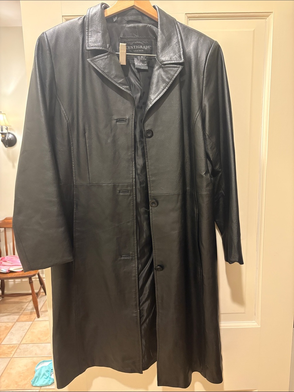 Centigrade Women's Black Leather Long Coat